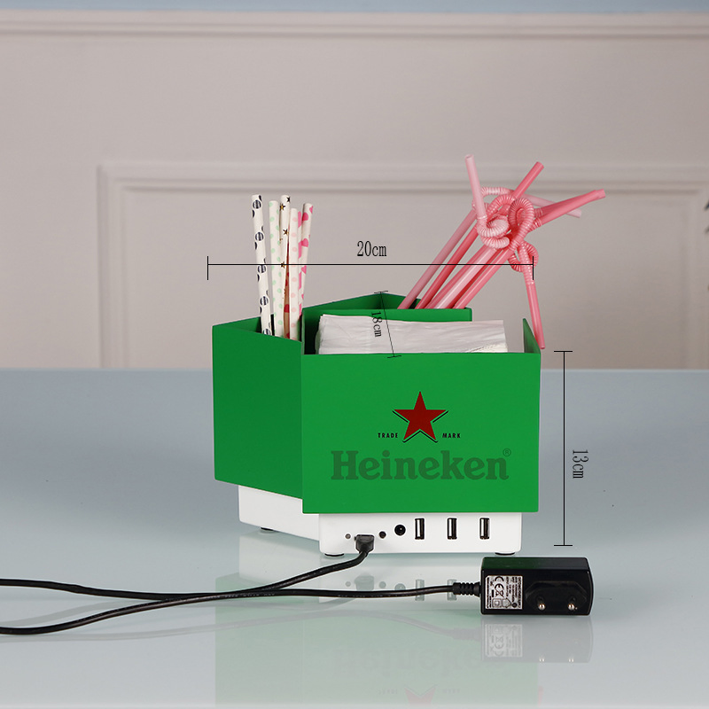 Acrylic USB Charging Rechargeable Plastic Napkin Straw Tissue Stirrer Holder Bar Caddy for Caperdonich Cap Rock Delord Gran Duque