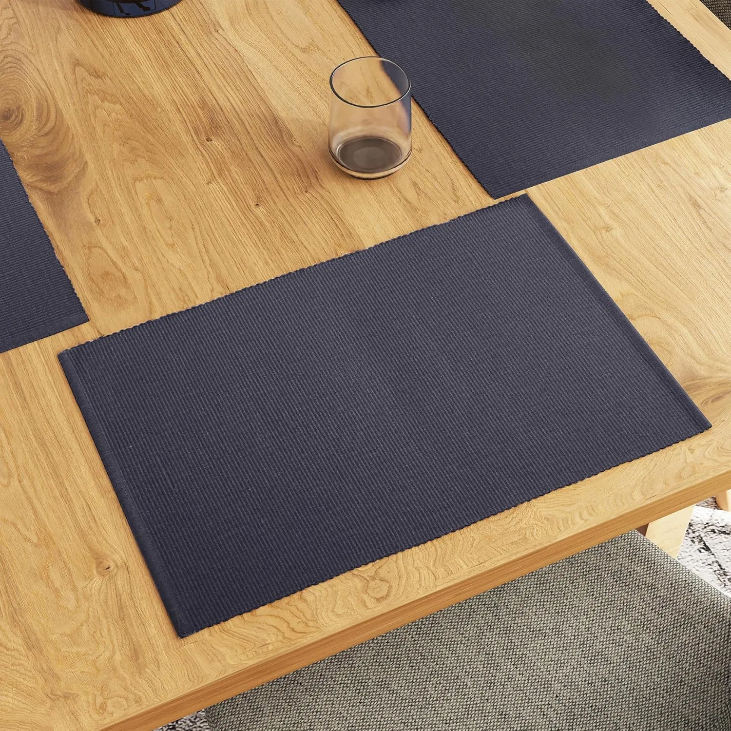 Good Quality Customised Modern Colours 48X33 Cm Ribbed Cotton Fabric Placemats
