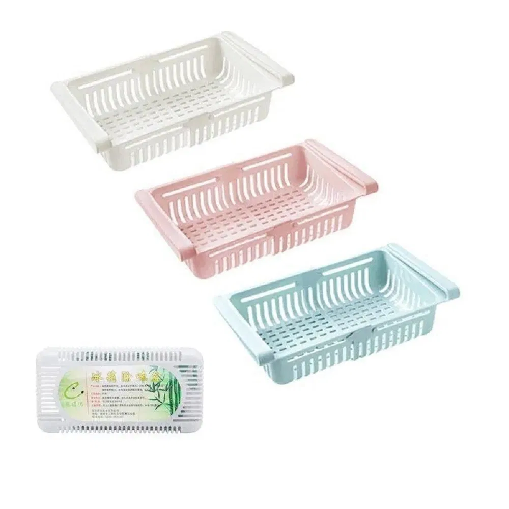 Adjustable Fridge Divider Organizer Refrigerator Pull out Basket Mi18799