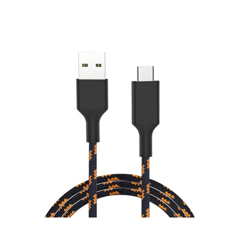 Fast Charging USB 2.0 to Type-C 2 in 1 Nylon Braid Data Charge Cable for Android Cell Phone