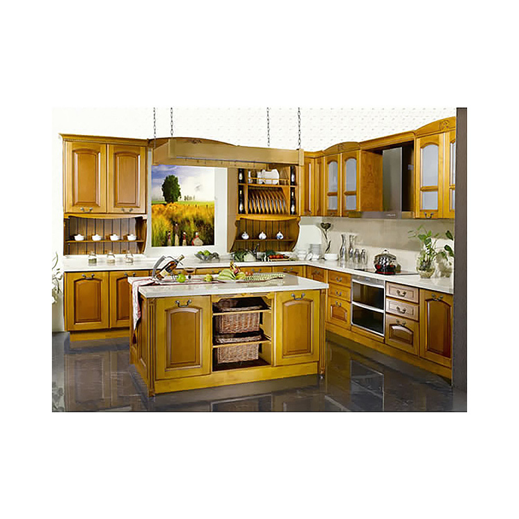 Free 3D Customized High Technical Modular Custom Color Simple Design Solid Cherry Maple Wood Kitchen Cabinet
