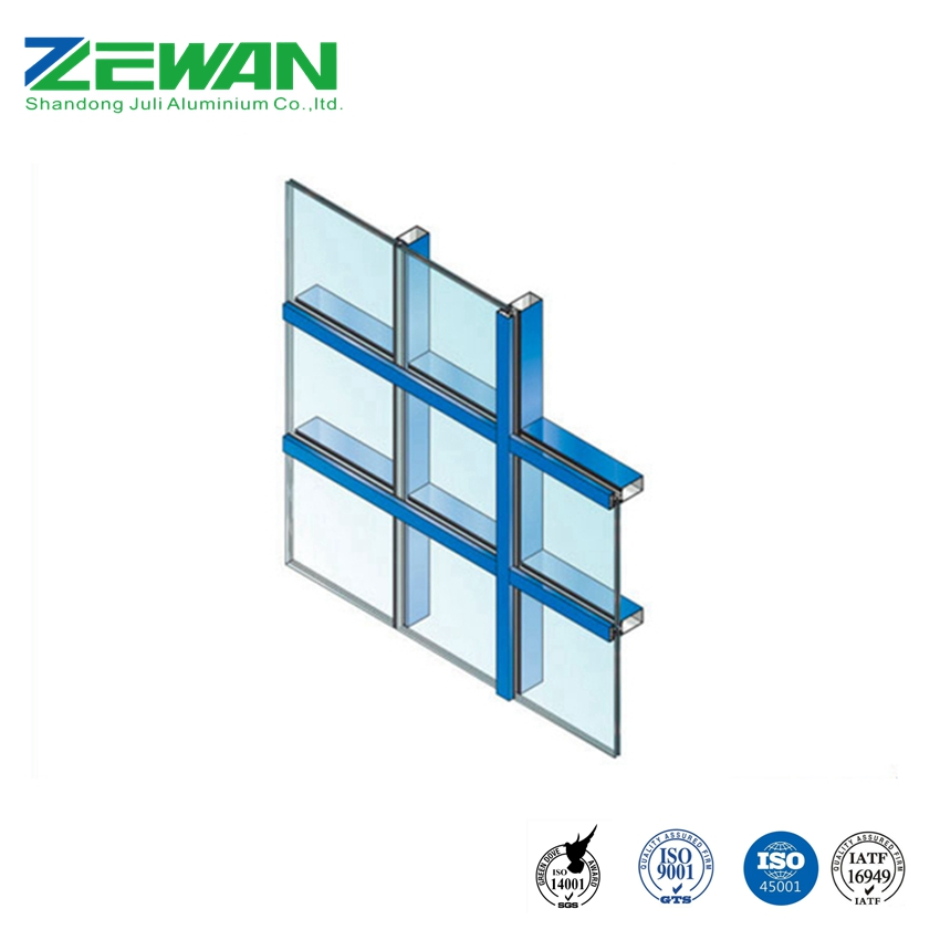 Powder Coating 6063 Series Aluminium Profiles for Curtain Wall