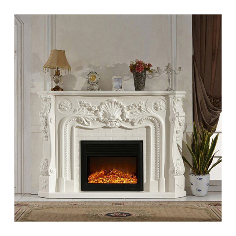 Elegent Fireplace Mantel Made with Natural White Marble