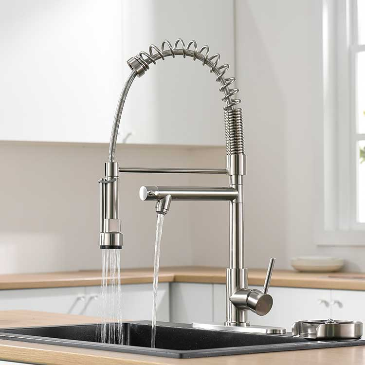 North American Design Styles Luxury Single Lever Spring Pull-Down Kitchen Sink Faucet Mixer