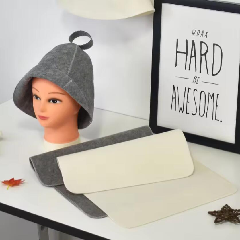 Wholesale Pure Wool Japanese Sauna Hat Black Washable Sauna Cap