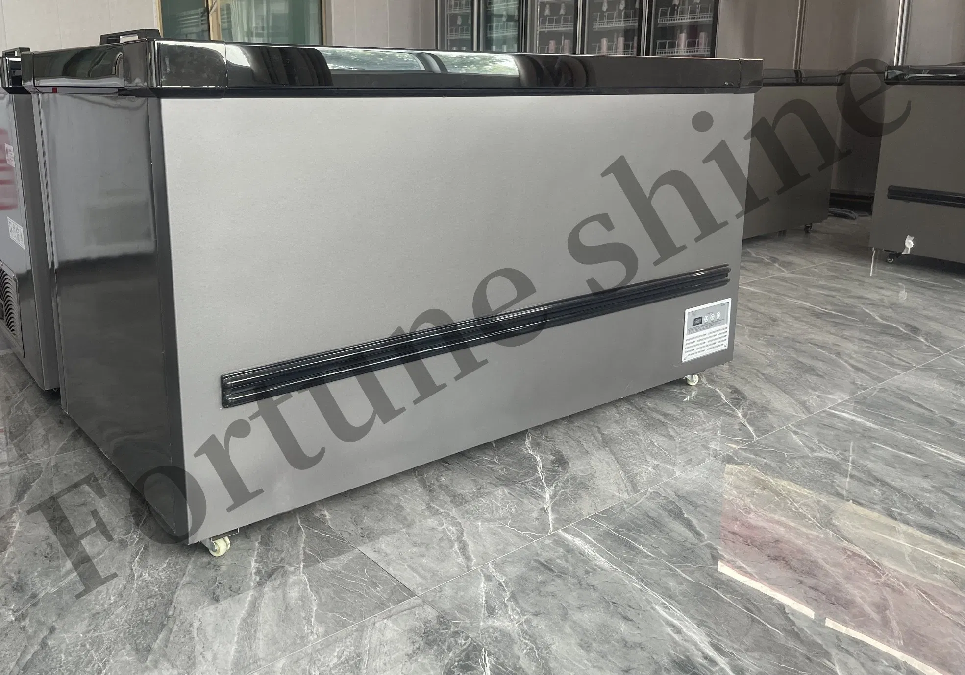 Sliding Glass Door Ice Cream Freezer Display Case Commercial Refrigerator Steel Inner Liner