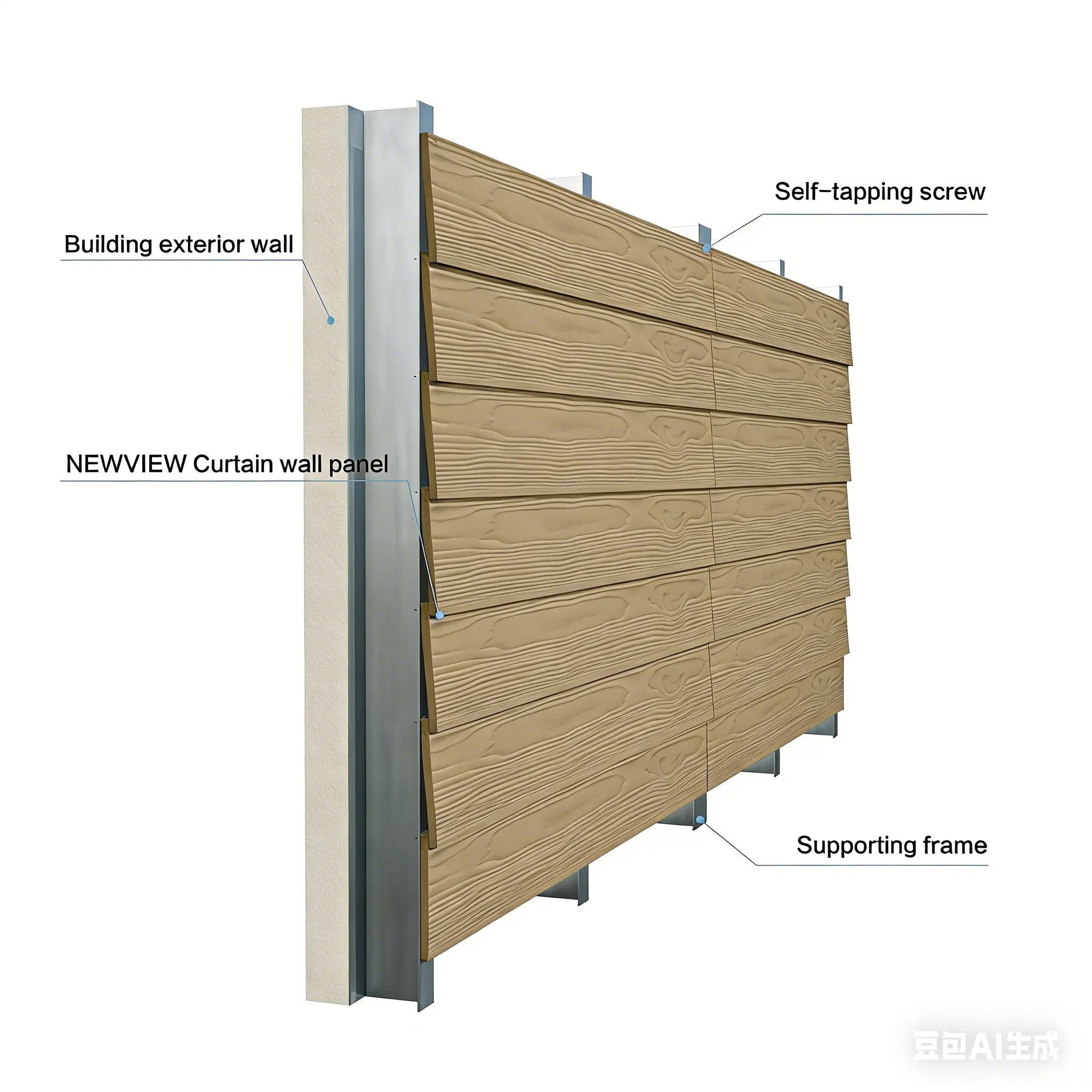 Overlapping Screw-Fix Curtain Wall Custom Cement Board