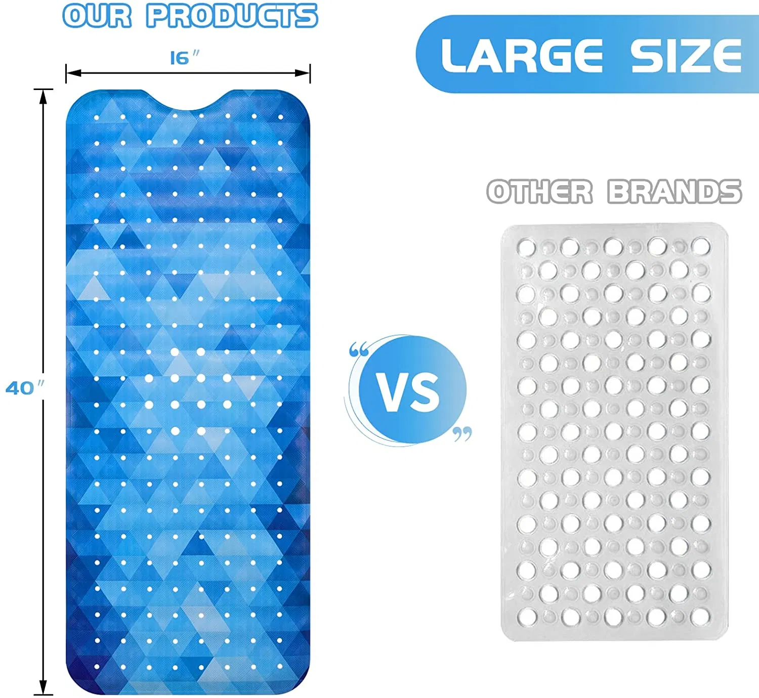 Modern Bathtub Mat Non Slip for Shower Tub - Multi Colored Bath Mats with Unique Decorative Artisan Designs for Adults Kids Baby with Cup