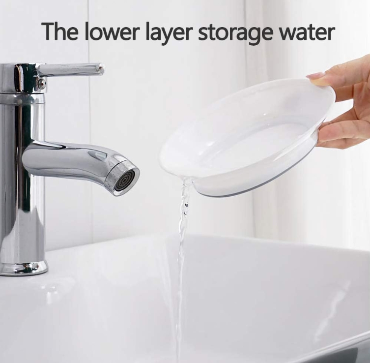 Neutral Tone Single Plastic Soap Dish Bathroom Accessories with Drain Plastic Sponge Holder