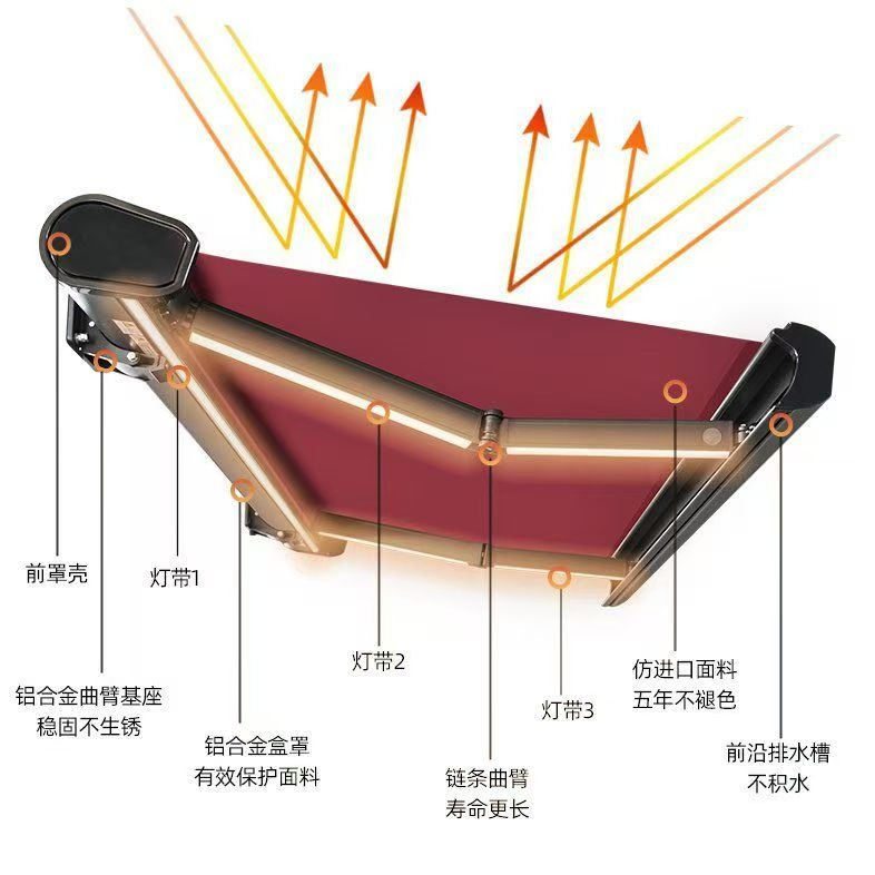 Professional Full Cassette Arm Awning for Outdoor Sunshade & Weather Protection