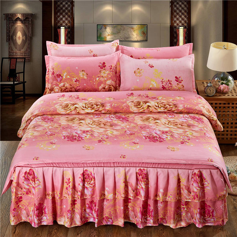 100% Polyester Bed Skirt Adult Home Bed Decor Queen King Size Bedspread Bed Cover Velvet