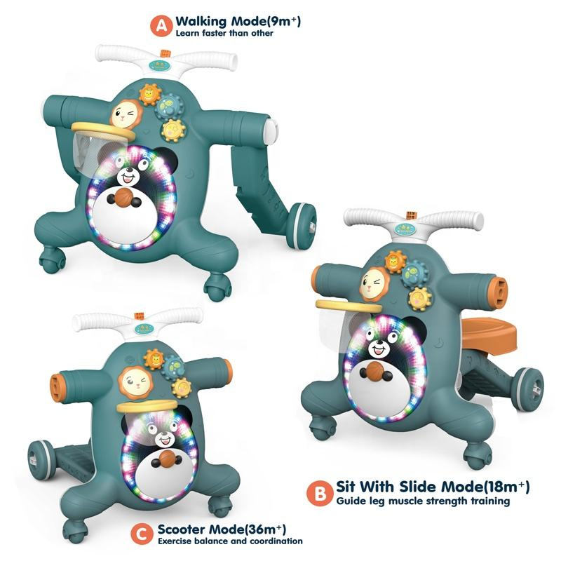 Samtoy 3 in 1 Electric Scooter Baby Walker Sit-to-Stand Learning Walker Kids Luxury Baby Stroller with Light and Music Baby Walker Baby Toy