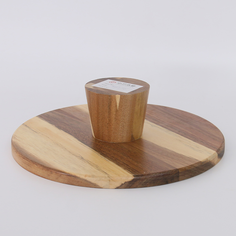 Solid Wood Round Acacia Wood Cake Stand with Base