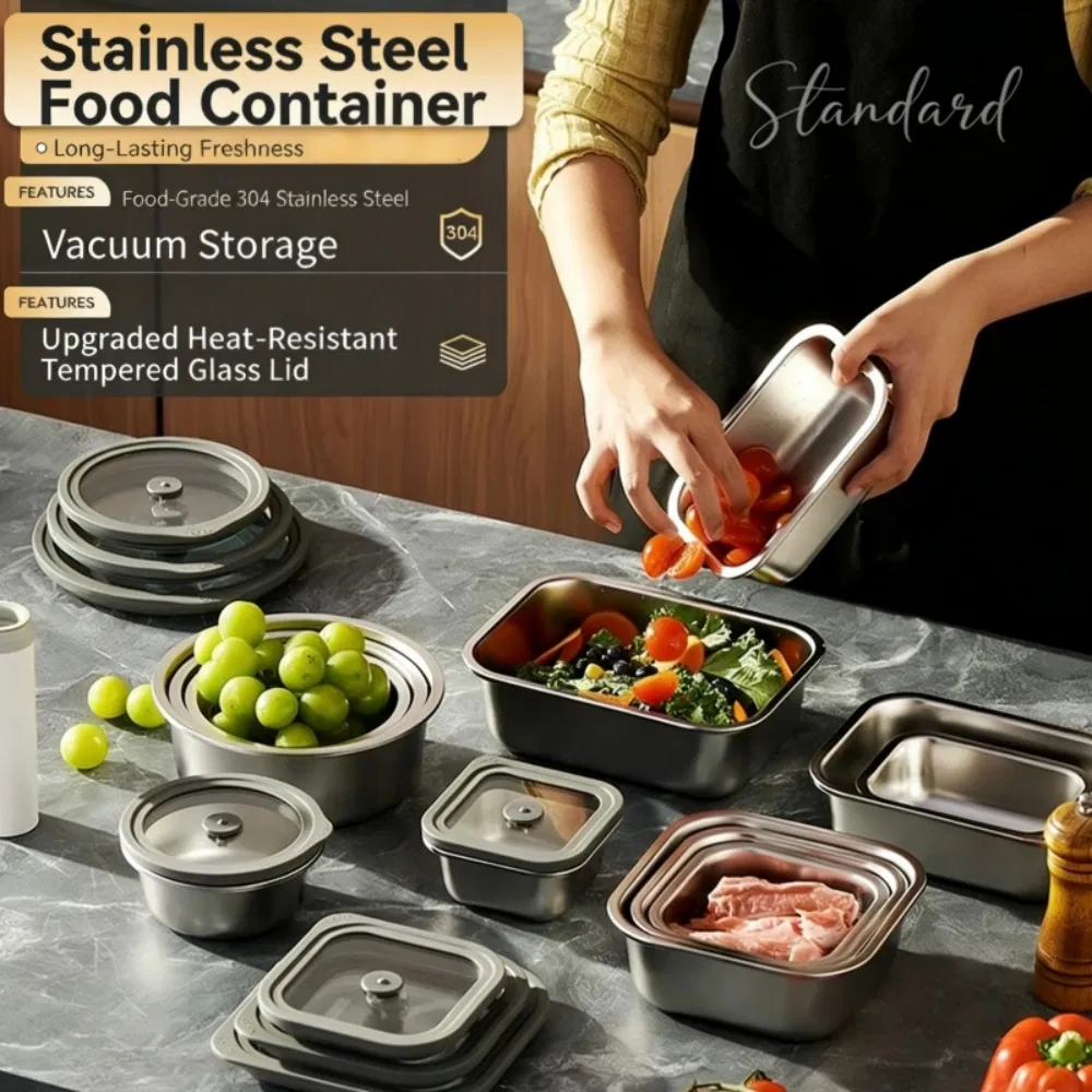 Safe Material BPA-Free Phthalate-Free Vacuum 304 Stainless Food Storage Box