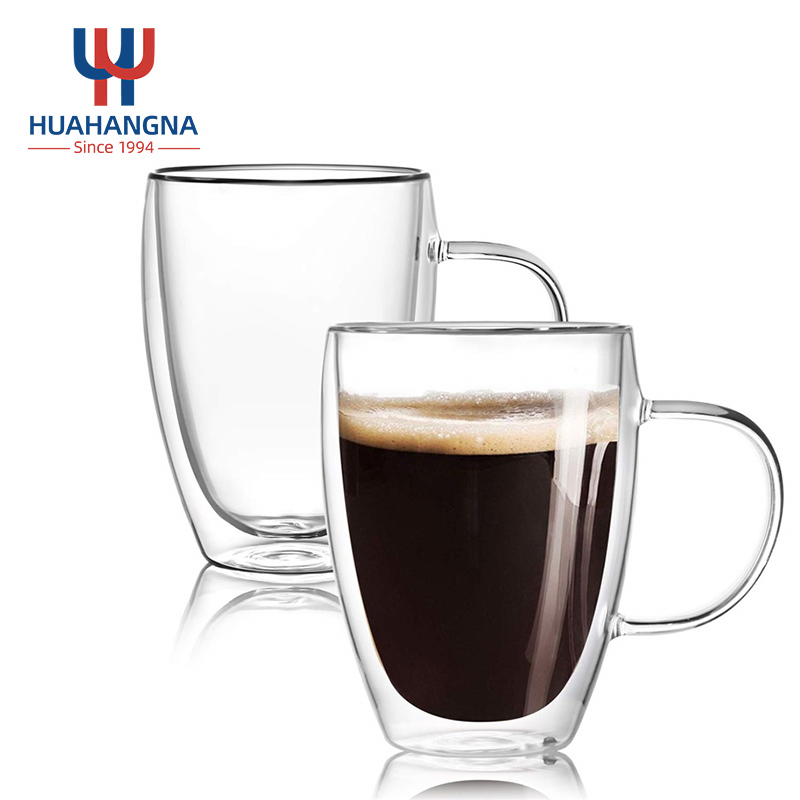 250ml 350ml 450ml 600ml Insulated Tea Tumbler Glassware Cups Double Walled Borosilicate Glass Coffee Mugs with Handle