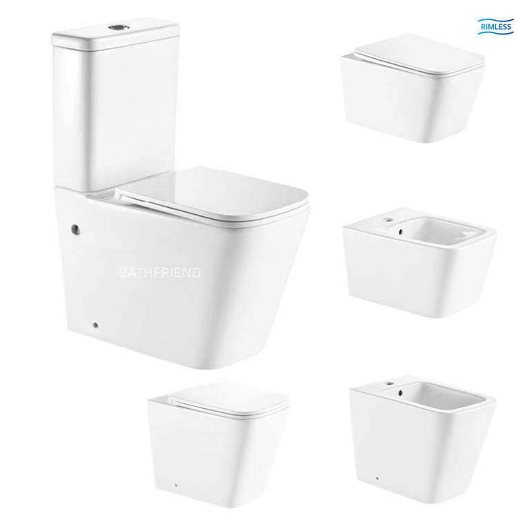 New Style Hot Sale Wall Mounted Square Shape Bathroom Single Hole Hanging Ceramic Personal Bidet