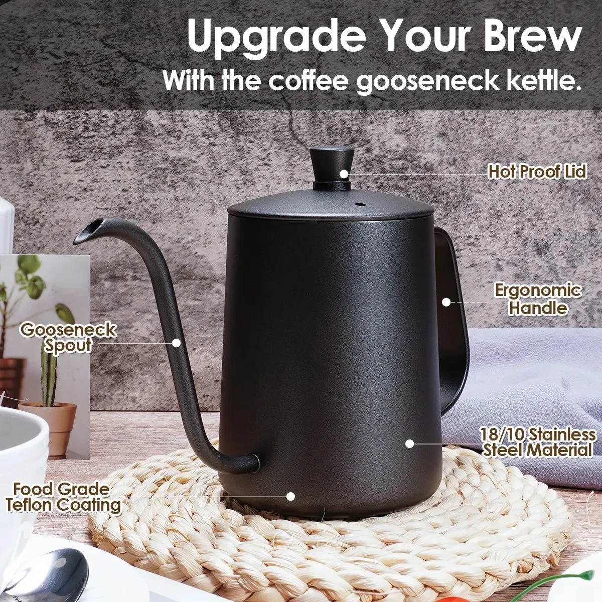Stainless Steel Camping Pour Over Gooseneck Brewing Coffee Pot