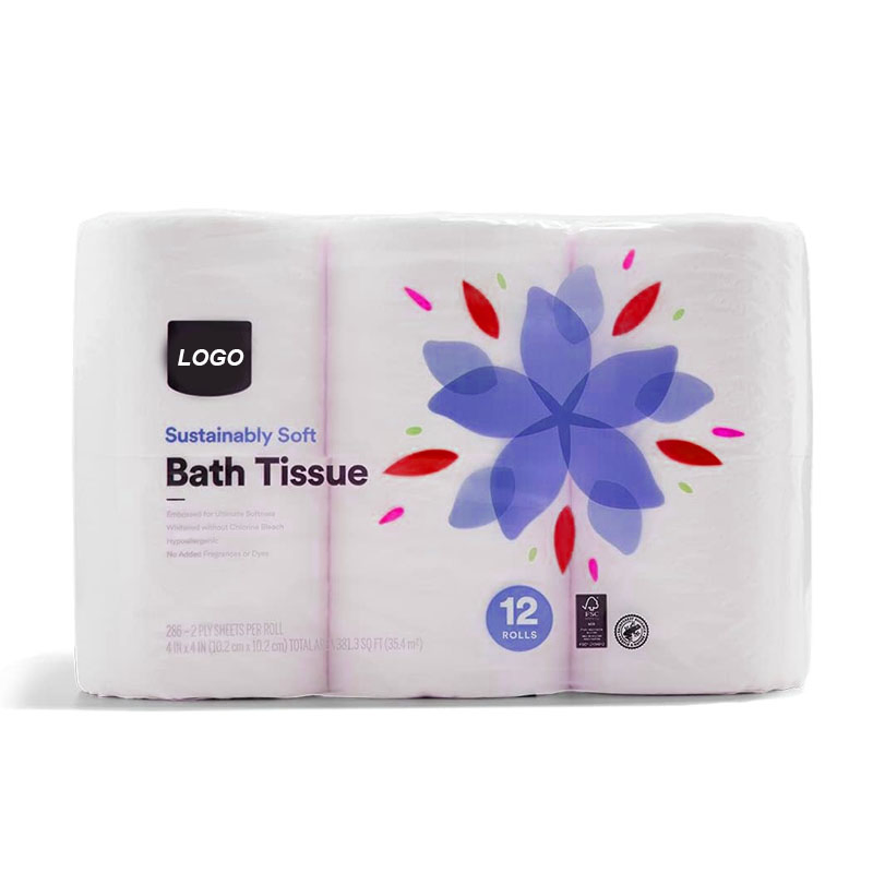 OEM Factory 100% Virgin Wood Pulp Bathroom Tissue Custom Packing Embossed Toilet Paper Roll