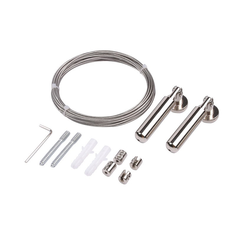 Manufacturer Wall Mount Window Stainless Steel Curtain Wire Rod Set