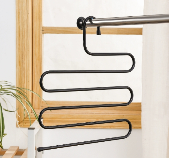 Anti-Slip Stainless Steel Multi-Layer Trouser Towel Rack, S-Shaped Trouser Hanger