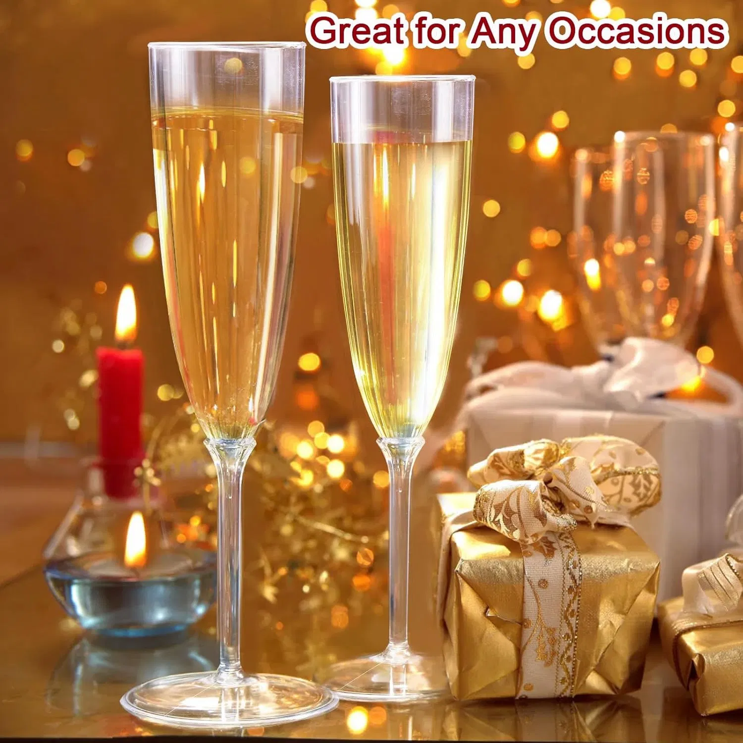 Elegant 6 Oz Clear Plastic Champagne Flutes for Parties