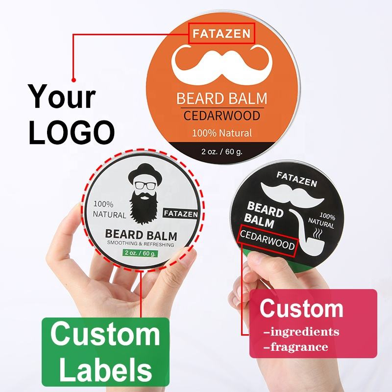 Hot Selling Natural Vegan Strengthen Soften Beard Wax Mustaches Care Men Beard Balm OEM Organic Beard Shea Butter Growth Balm