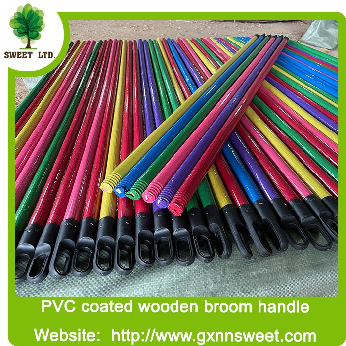 Factory Direct Sale PVC Coated Wooden Broomstick Wooden Stick Wooden Broom Handle