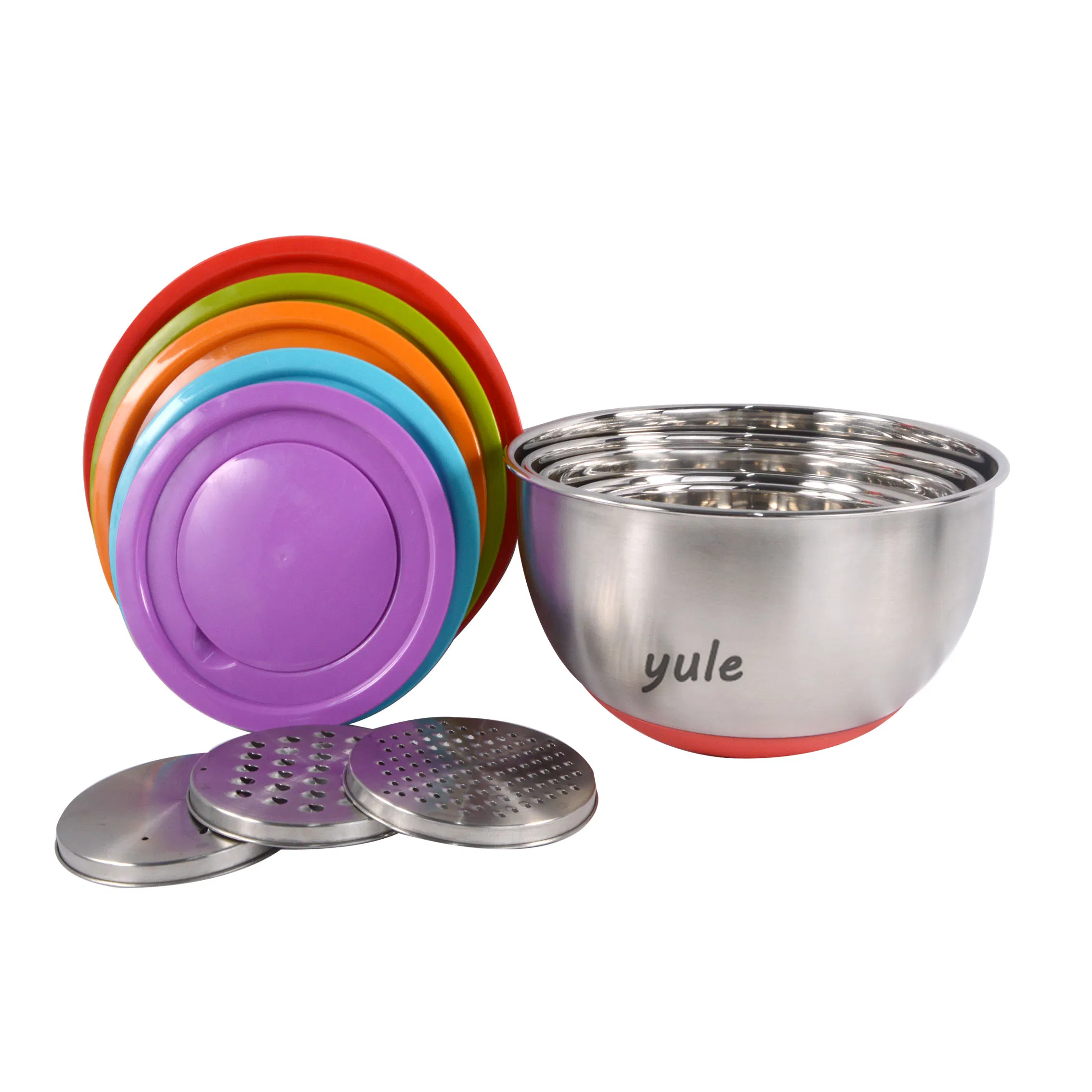 Colorful Silicone Bottom Stainless Steel Mixing Bowl Kitchen Utensils
