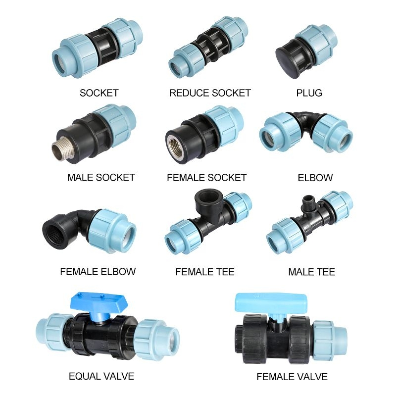 Ifan Farm Irrigation System Blue 20-110mm All Size Types PP Compression Thread HDPE Pipe Fitting
