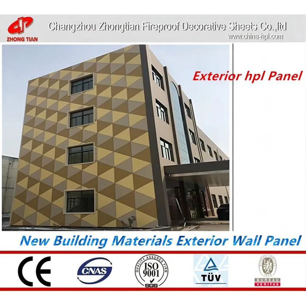 Customized 12mm Waterproof Fireproof Phenolic Compact Laminate Board Exterior HPL Wall Panels