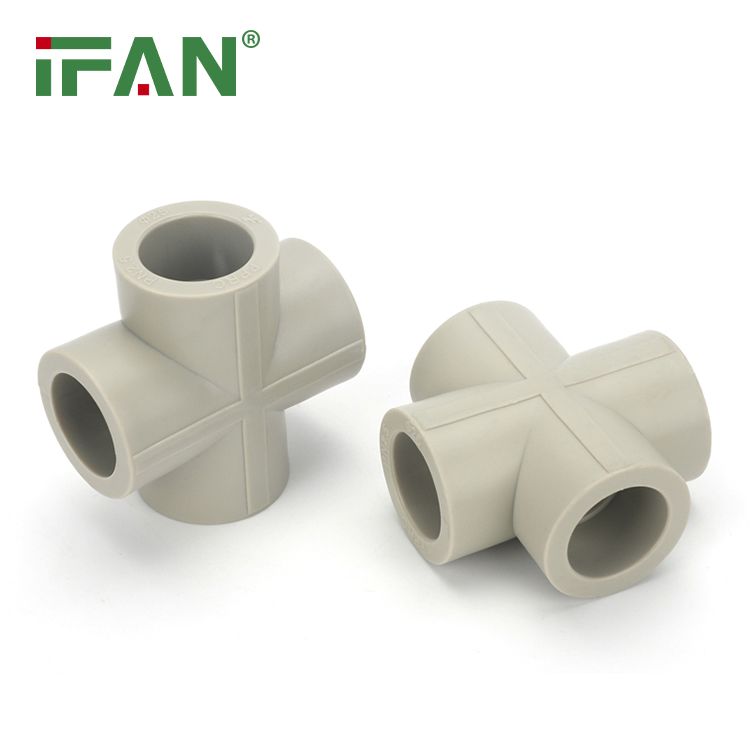 IFAN ASTM F2389 20-63mm PPR Fittings Grey PN25 Cross PPR Pipe Fittings