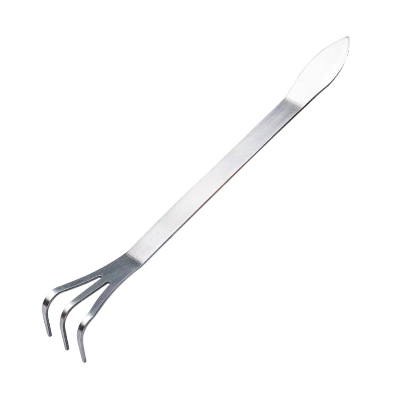 Stainless Steel Root Rake 3-Prong Loosen Soil Bonsai Tree Tools with Ergonomic Handle for Outdoor Garden Tools