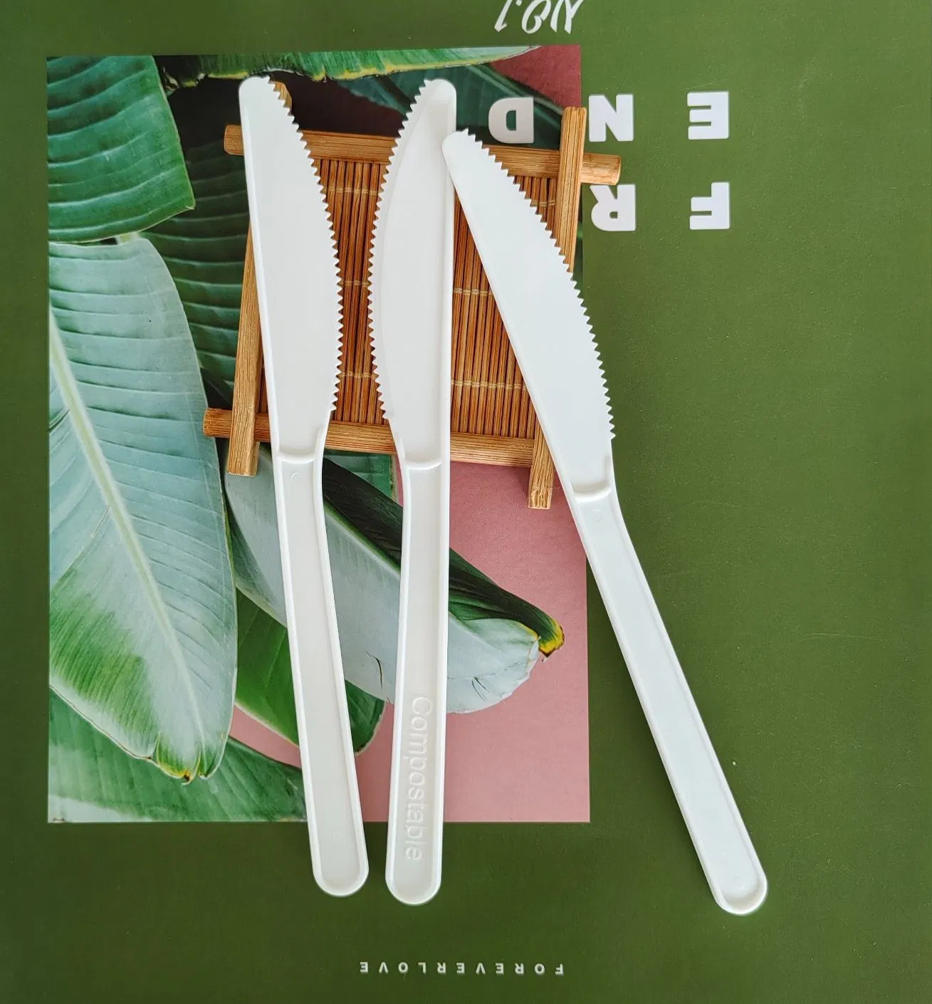 7-Inch 100% Compostable Forks Spoons Knives Biodegradable Cutlery for Outdoor or Party Use