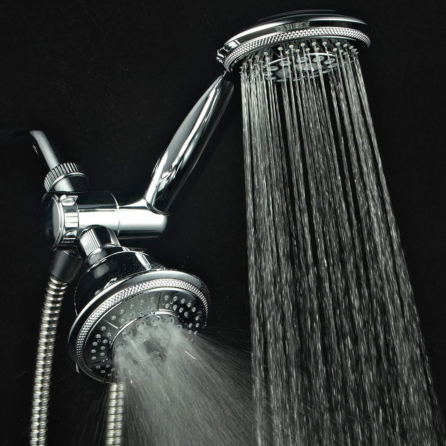 High Pressure 24 Function 4" Face Dual 2 in 1 Shower Head System Stainless Steel Hose Patented 3-Way Water Diverte Handheld Showerhead Rain Shower Combo