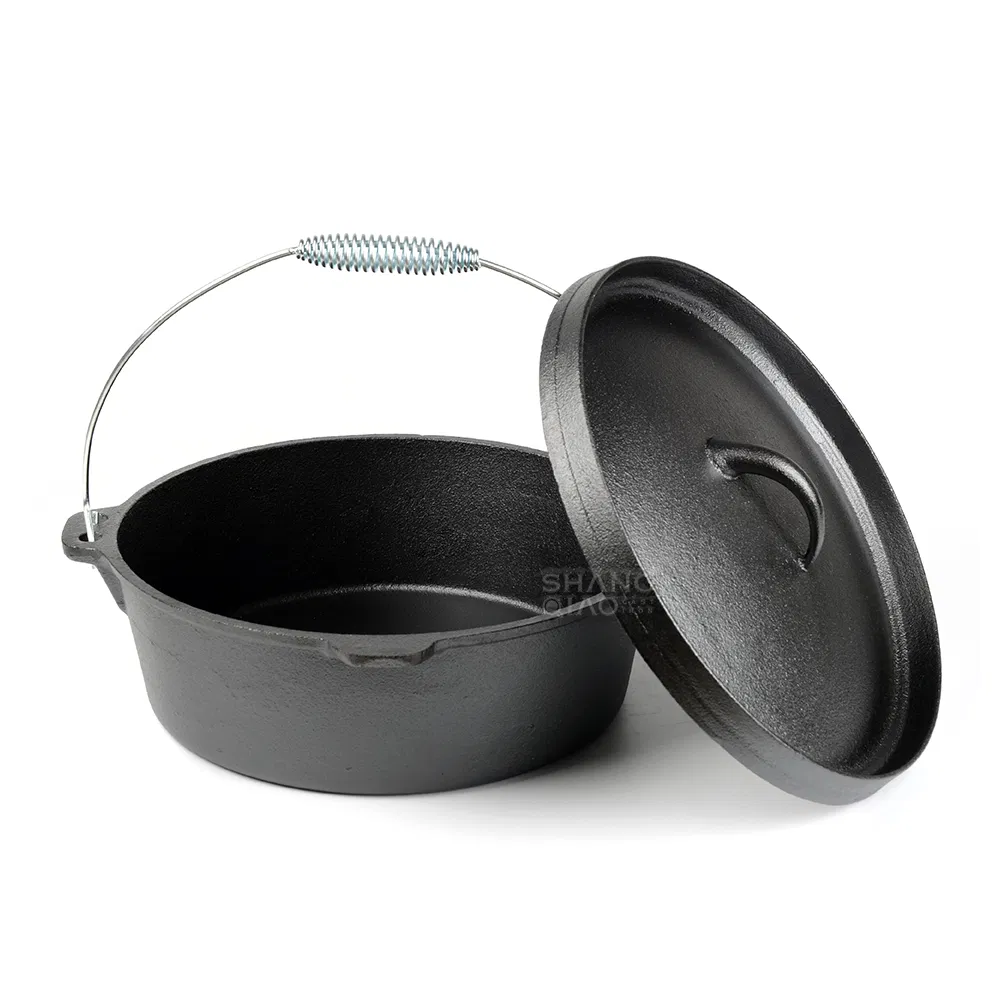 Чугунная жаровня Dutch Oven с крышкой, предварительно прокаленная