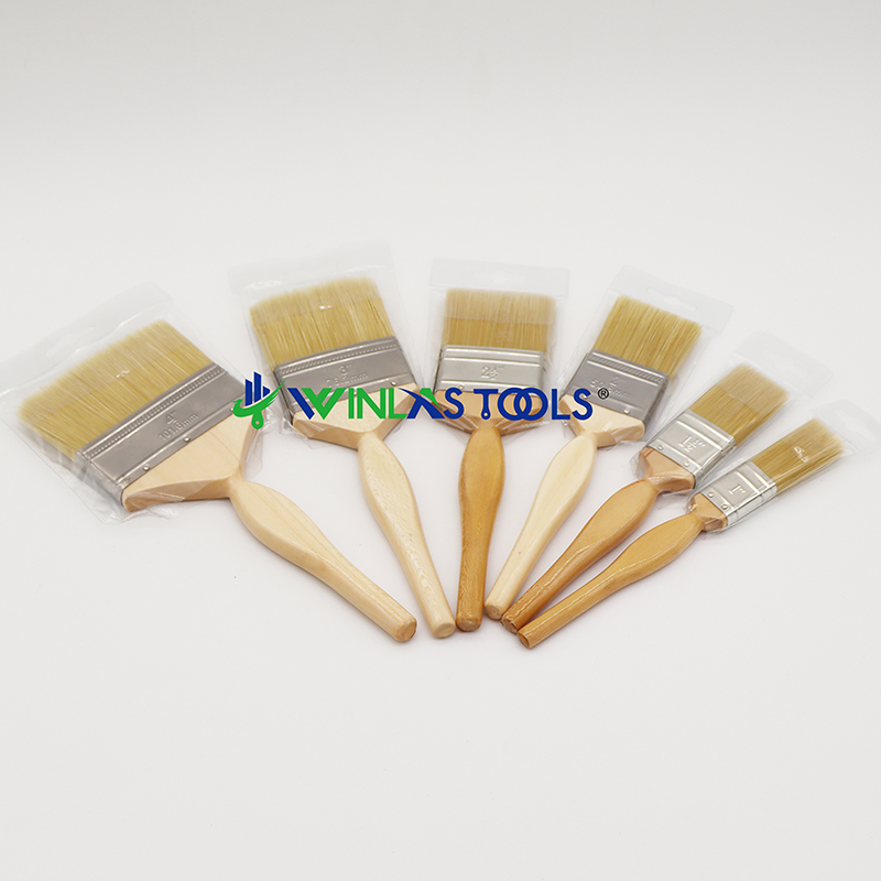 Small Multi Use Bristle Wood Handle Flat Paint Brush