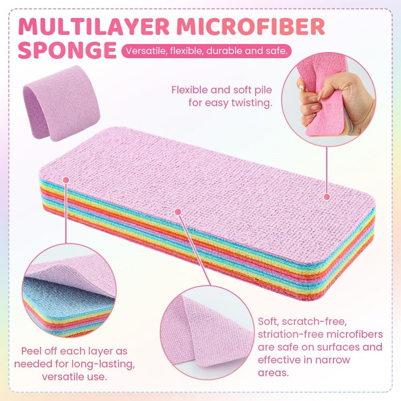 Rainbow Microfiber Cleaning Sponge: Eco Saver for Every Home