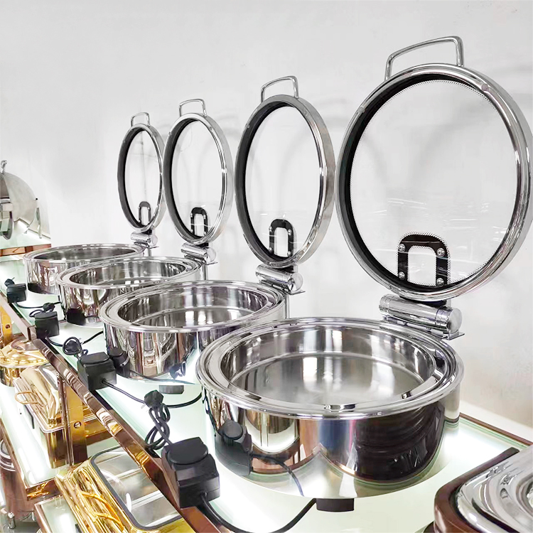 304 Round Commercial Stainless Steel Buffet Chafing Dish Food Warme for Restaurant Banquets