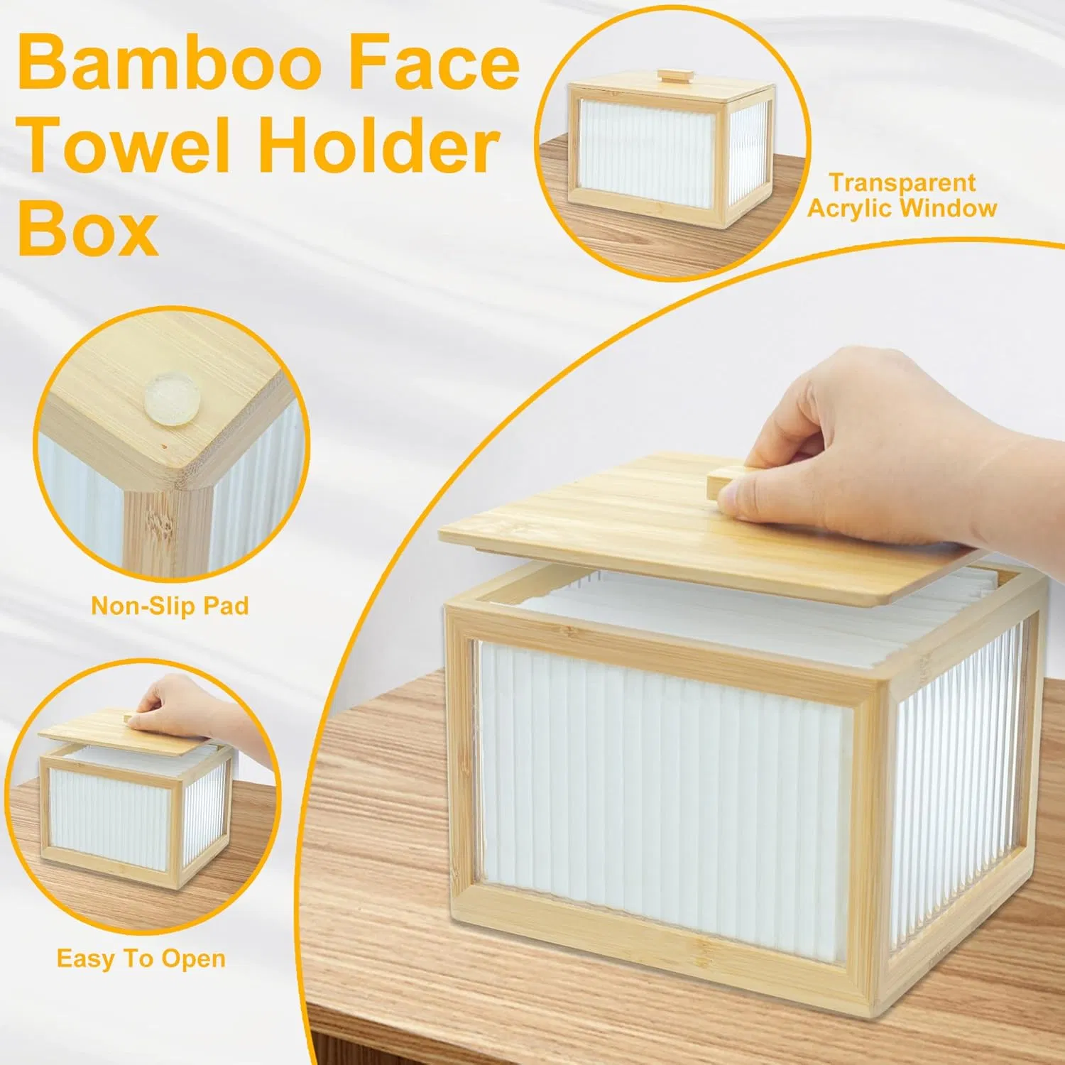 Bamboo and Organic Board Storage Makeup Remover and Face Towel Storage Box