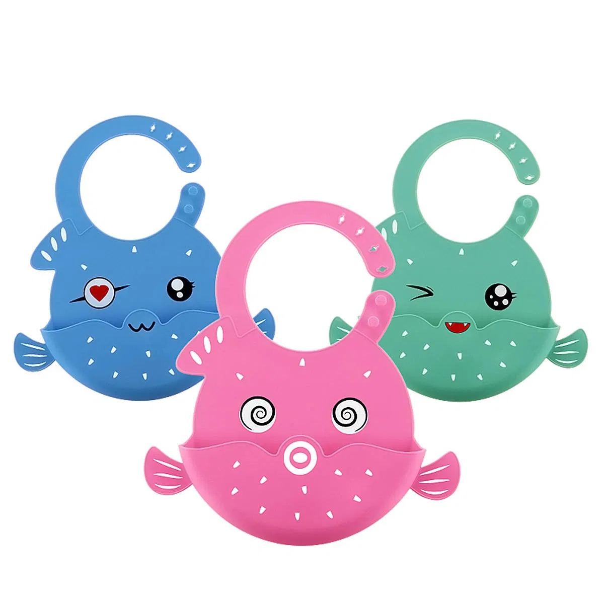 Multi-Color Cute Silicone Bibs Easily Clean Waterproof Bib