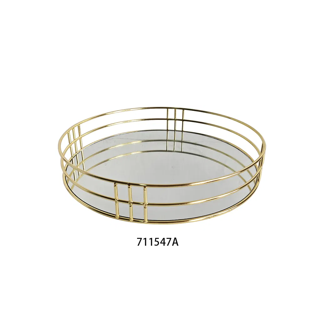 Hot Sale Gold Metal Mirror Tray Dresser Tray Metal Decorative Jewelry Organizer Tray