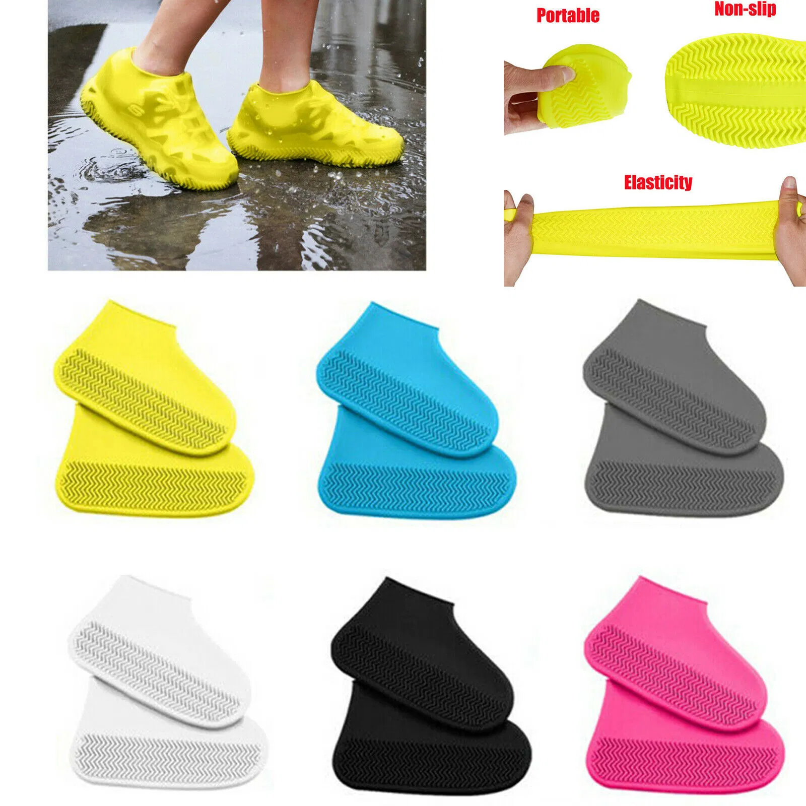 Anti-Slip Reusable Waterproof Silicone Rain Shoe Cover Protector