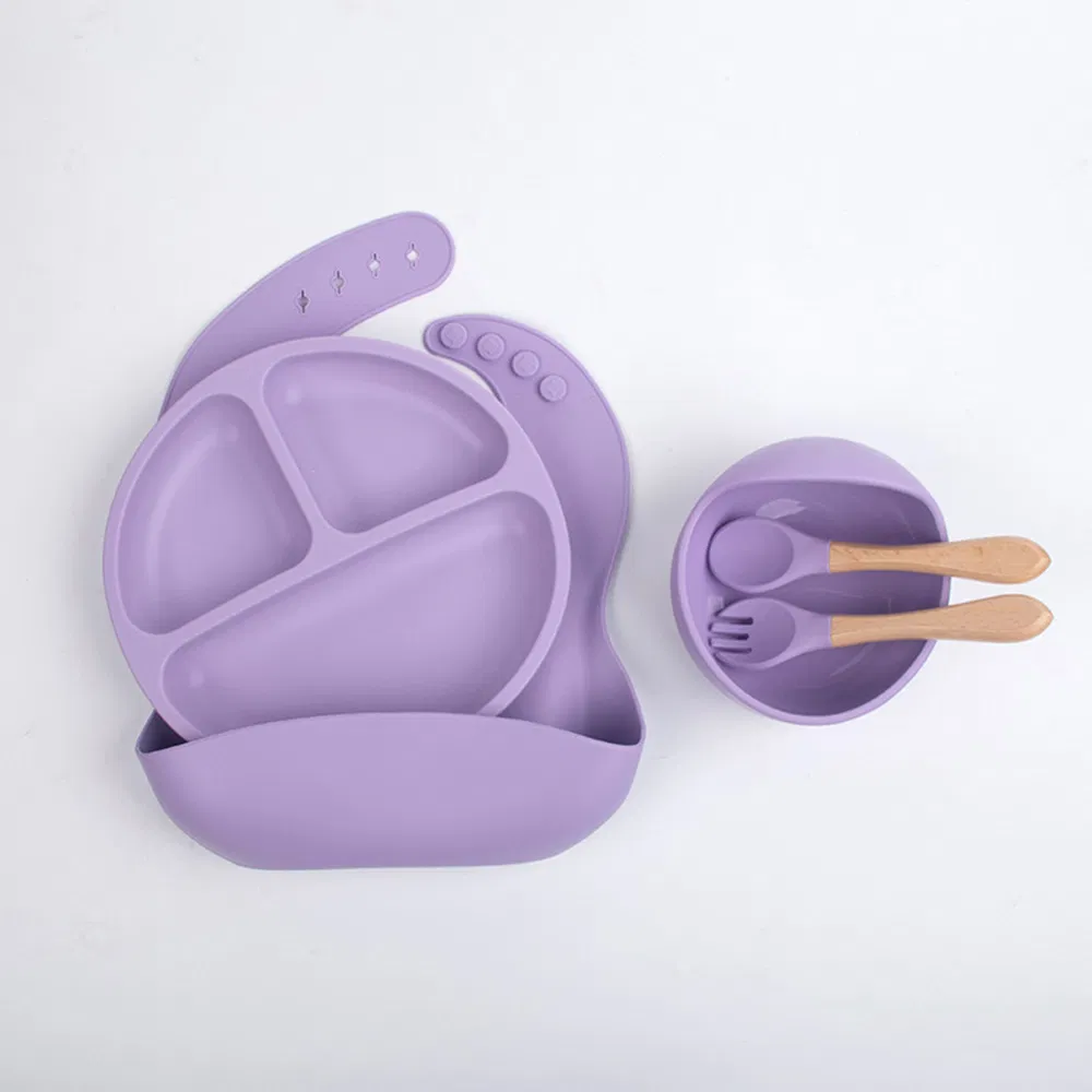 User-Friendly Silicone Dinner Plate Bowl Fork Spoon Children Tableware
