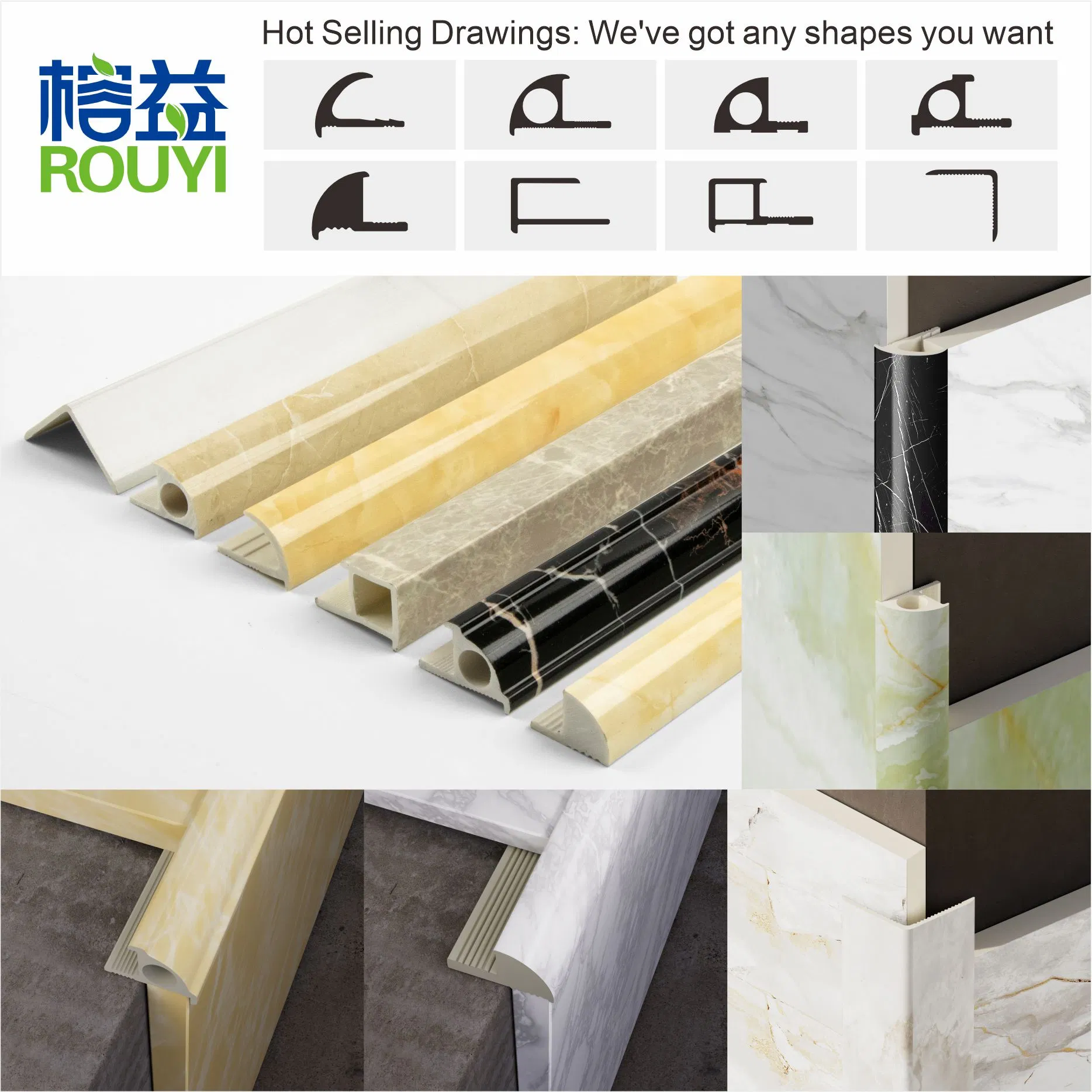 Free Sample Factory Wholesale 2.5m Bathroom Plastic Round PVC Tile Edge Trim