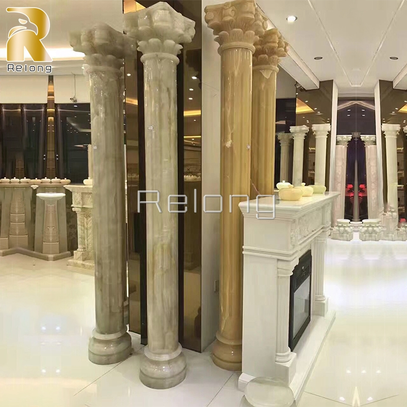 Custom Size Natural Marble Round Stone Columns Pillar Wholesaler