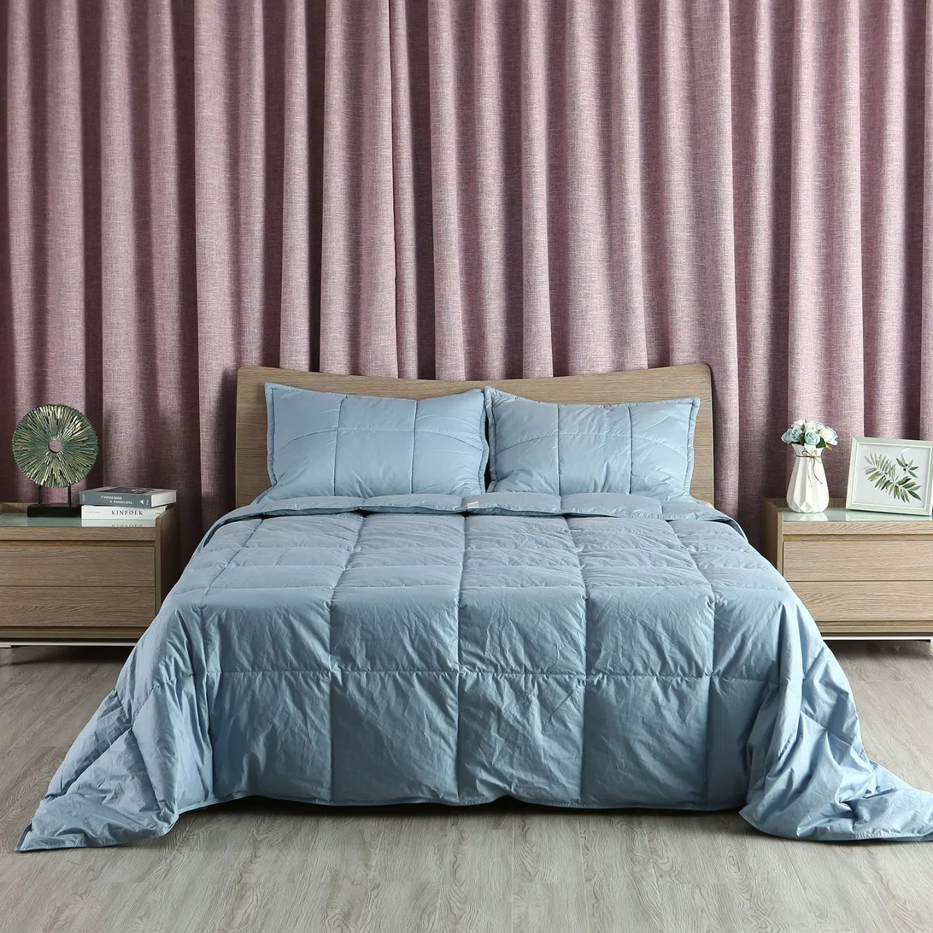 Home Hotel Bedding Blue Cotton Cover 50% White Duck Down Comforter