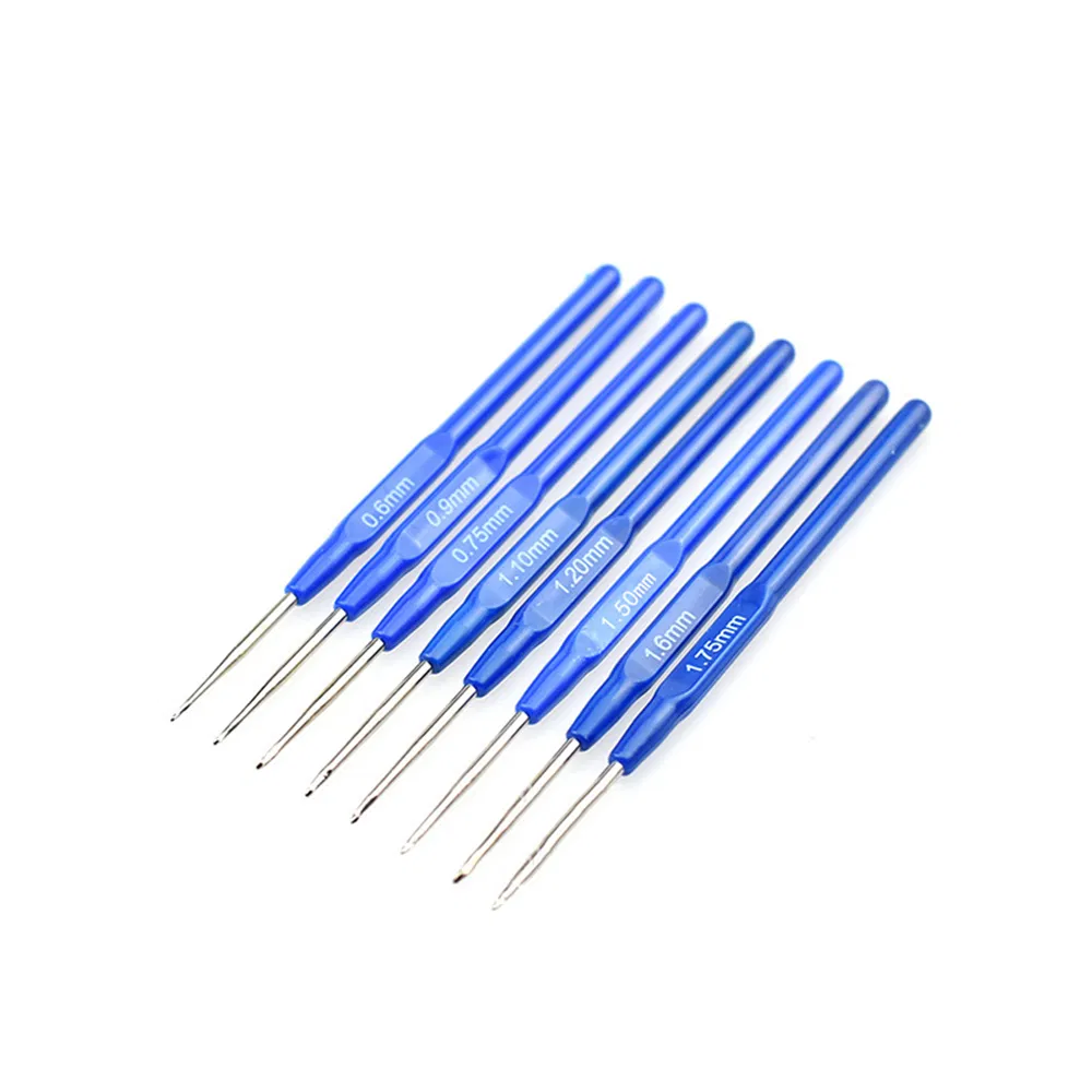 10PCS Blue Handle Crochet Hook Set Knitting Needles Crochet Tool for Lace Yarn