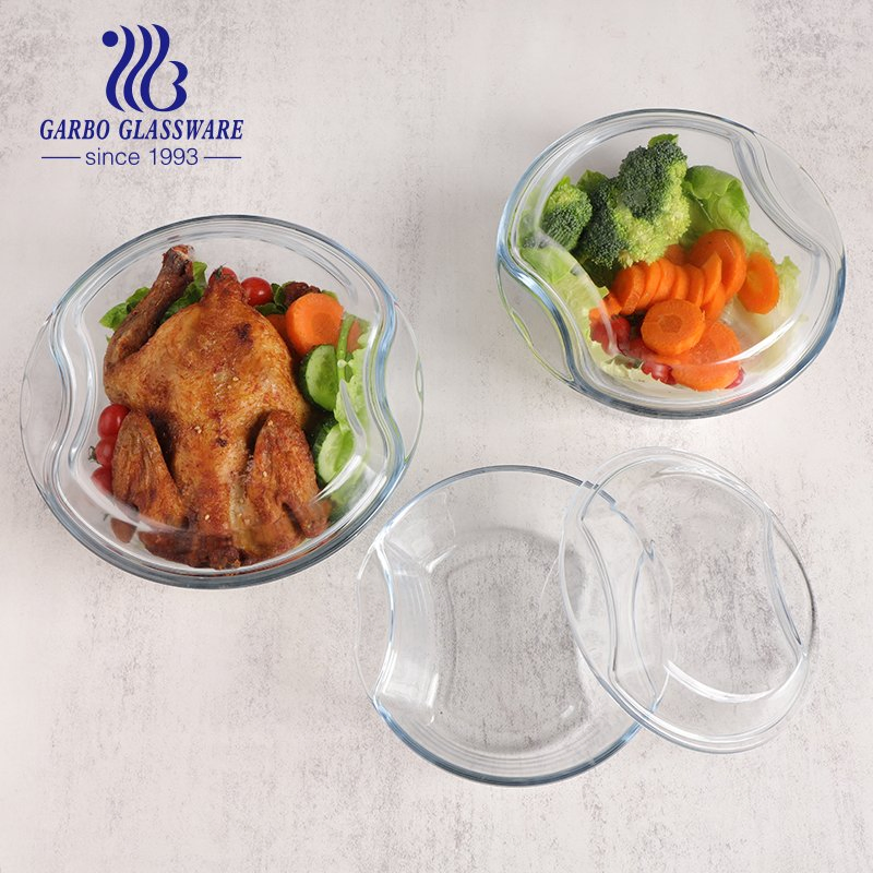 1.2L Microwave Oven Safe Bakeware Heat Resistant Glass Casserole Pot with Lid