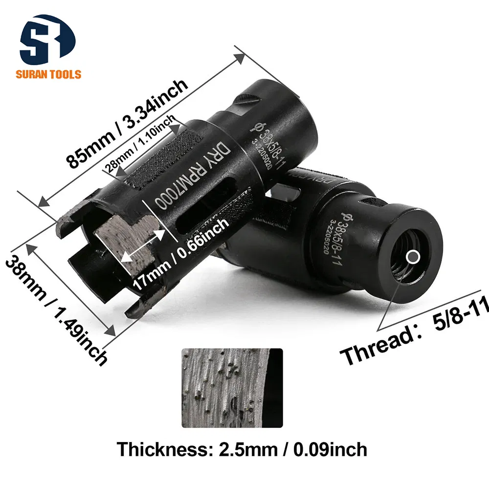 38mm Wet Dry Diamond Core Drill Bits for Stones Granite