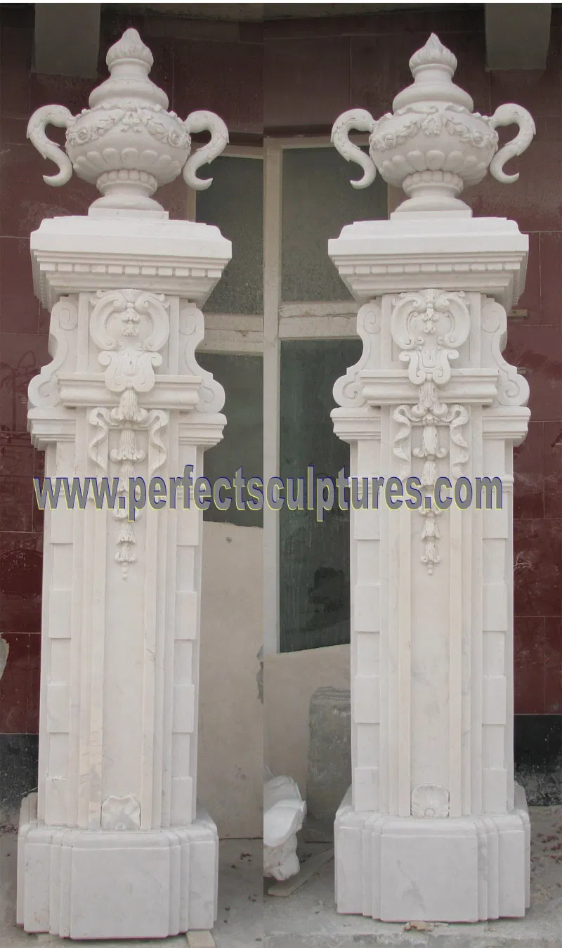Garden Home Architectural Decorative Carved Stone Roman Pillars Marble Carving Greek Tapered Column for Indoor Outdoor Decoration (QCM118)